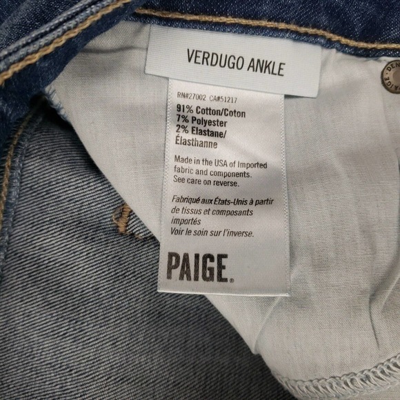 Paige Jeans Verdugo Ankle Dedee Destructed Skinny Stretch Tag Size 31 - Picture 12 of 14